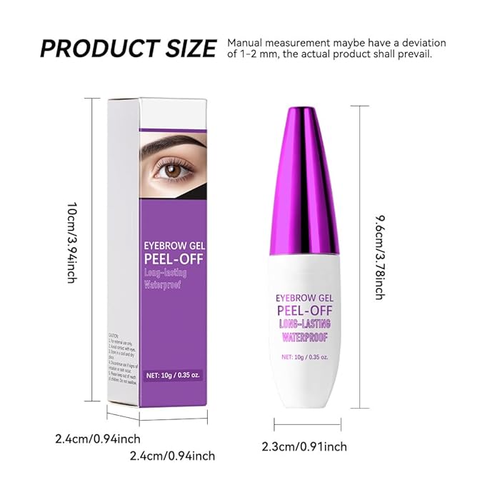 2Pcs Peel Off Eyebrow Tint Gel - Waterproof & Sweatproof All-Day Wear, Transfer-Resistant Tattoo Effect, All Skin Types + Mother’s Day Gift Set, 04#Gray Brown