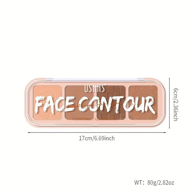 4 Colors Contour Palette, Face Contouring Highlighters Bronzer Powder Makeup Kit, Natural Contouring Makeup Kit for Beginner, All in one Makeup Contour Palettes (02, 1.02)