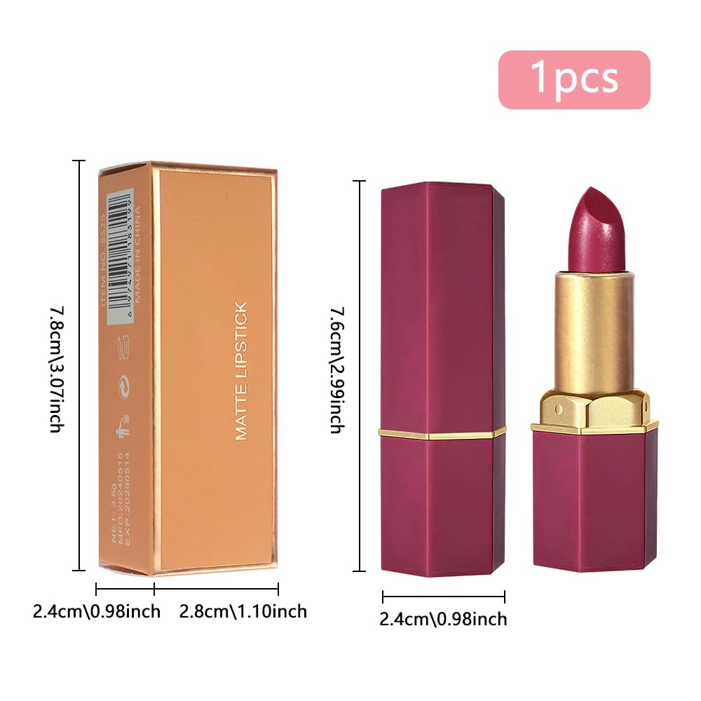 Plum Metallic Lipstick for Women,Lightweight Shimmer Frosted Lipstick,Glitter Lip Gloss Stain Long Lasting Waterproof Smudge Proof 24 Hour Full Coverage Lip Makeup,Vegan