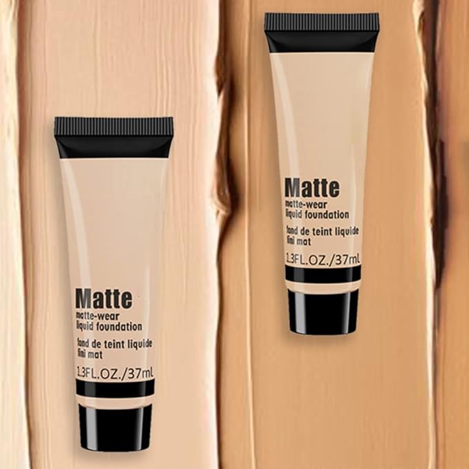 2 Pack Liquid Foundation Cream for Face Makeup,Durable Full Coverage Matte Concealer Make Up,Oil Control & Waterproof Base Primer -1+1 Fl.Oz-BEIGE 1#