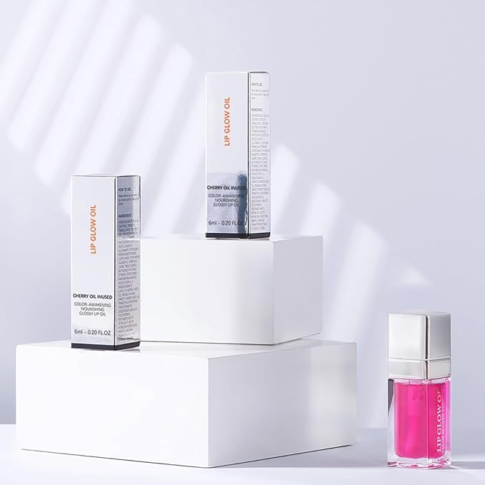 Hydrating Lip Glow Oil Moisturizing Plumping Lip Tint Lip Gloss Transparent Lip Balm Long Lasting Nourishing Repairing Lightening Lip Lines (007# RASPBERRY)