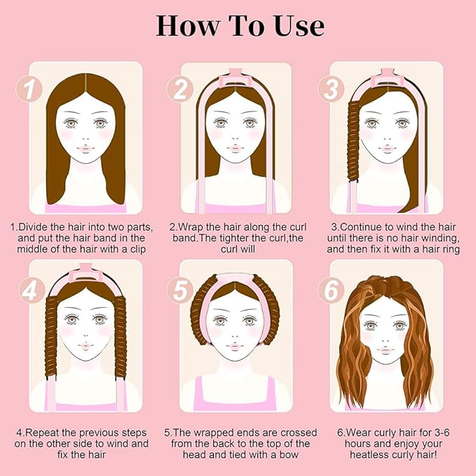 Heatless Curling Rod Headband, Upgraded 60" Extra Long Soft Hair Curlers to Sleep In, No Heat Curls for All Hair Types, Hair Wrap Curls Styling Kit for Girls (Brown, 1 Count)