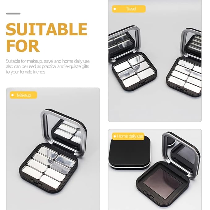 2pcs Empty Magnetic Eyeshadow Palette, Small Makeup Palette Lipstick Compact Containers Cosmetic Sample Storage Cases Magnetic Pallete for Makeup