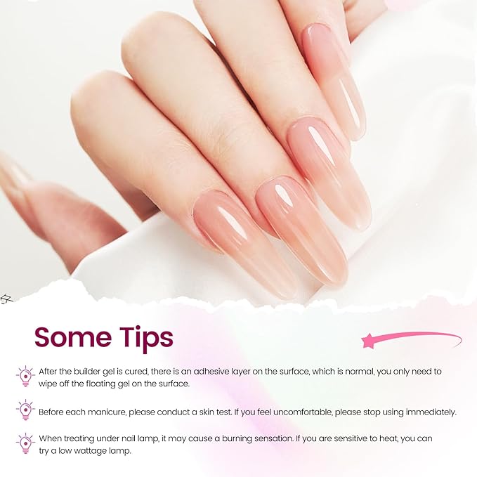 JODSONE Builder Gel Nail Kit with U V Light Base Top Coat 21 Colors High Shine Builder Gel and 100 PCS Extension Stickers