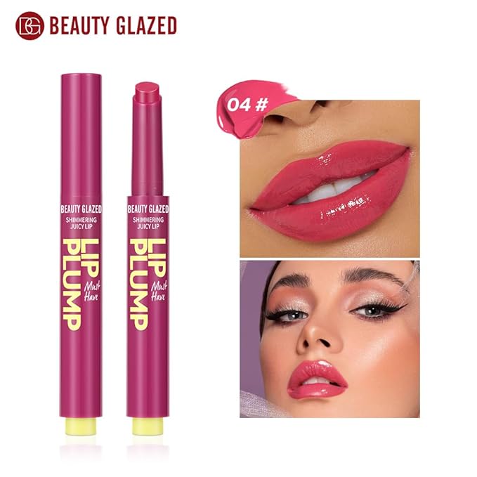 MAEPEOR Hydrating Lip Plumper 12 Colors Moisturizing Shiny Juicy Lip Balm Long Lasting Nourishing Lip Pluming Balm(Color 04)