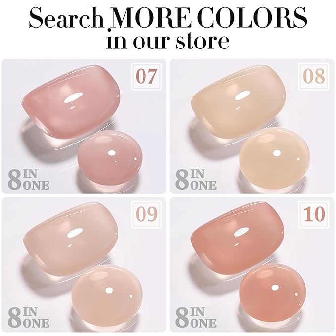 Double Rhythm Clear Gel Nail Polish 15ml Nail Strengthener in a Bottle Nail Extension Hard Gel Soak Off Long Lasting UV Gel (Light Nude 8 in 1-6)