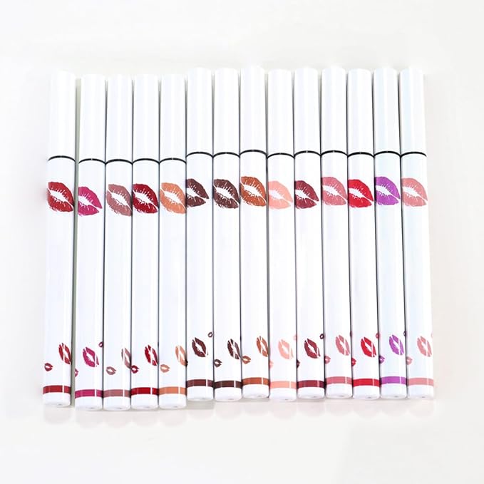 2Pcs Longwear Liquid Lip Liner Stain Marker Pen Set Long Lasting Waterproof, Black Cherry Wine Red Matte Permanent 24 Hour Lip Liner and Lipstick Combo, Color Stay Lipliner All Day Lips Stain peel off