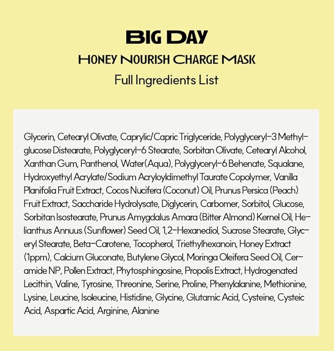 BIG DAY Nourishing Honey Face Mask | Korean Skincare for Deep Hydration & Glow | Propolis, Bee Pollen & Ceramide for Radiance & Skin Barrier Support | 120ml 4.05fl.oz