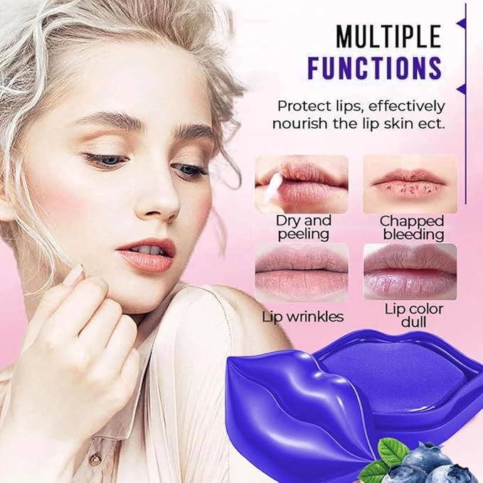 20Pcs Moisturizing Lip Mask, Lip Sleep Mask Reduces Lip Lines and Restores Moisture, Lip Mask Effectively Nourishes the Lip Skin, Gel Treatment Lip Masks Plumping Lips Mask Lip Care Products (Purple)