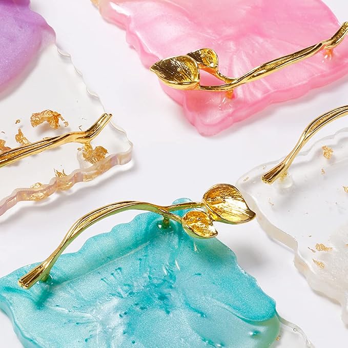 2023 Retro Nail Art Palette, Nail Painting Mixed Color Palette with Leaves Handle, Nail Holder Gel Color Makeup Display Board Pallet (Pink)