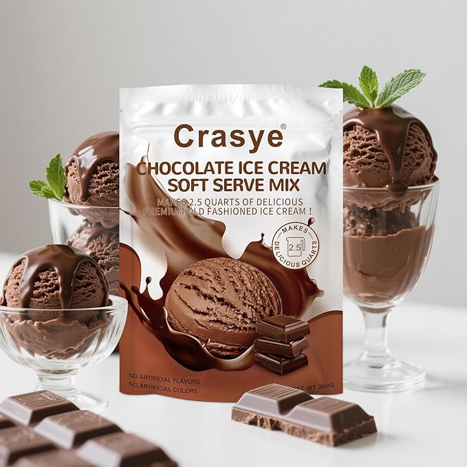 Ice Cream Mix Chocolate Soft Serve Mix Soft Serve Mixes Base Powder Homemade for Ice Cream Maker Machine - 10 Ounce
