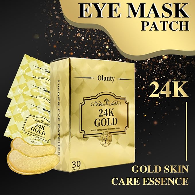 30 Pairs Under Eye Patches for Puffy Eyes, 24k Gold Under Eye Mask, Gel Crystal Collagen Eye Masks for Dark Circles and Puffiness,Travel Eye Patches for Reducing Fine Lines,Moisturizing Skin Care Set