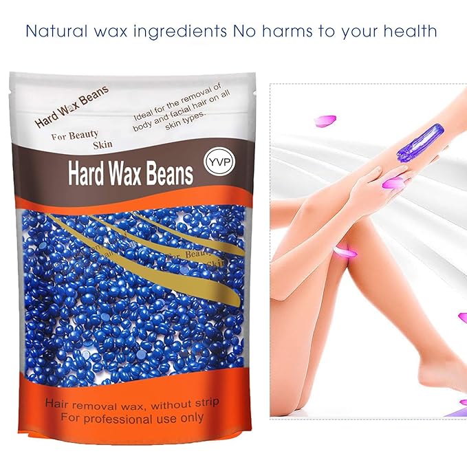 Hard Wax Beads for Hair Removal, Yovanpur Wax Beads for Sensitive Skin, Har Wax Beans for Coarse Hair, Waxing beads for Face, Eyebrow, Body, Bikini, Brazilian At Home 300g (10 Oz)/bag (Blue)