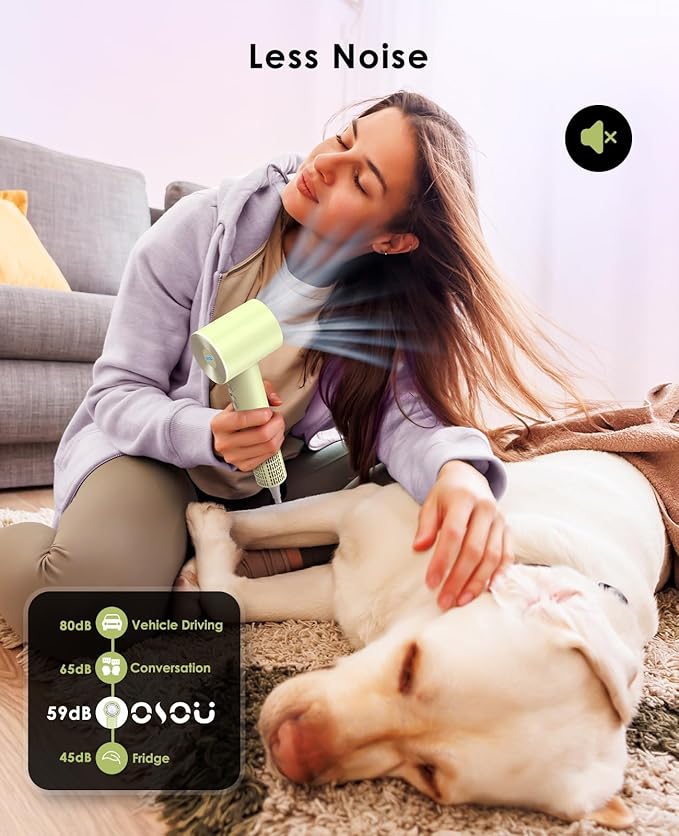 Hair Dryer with Diffuser for Curly Hair, Negative Ionic Hairdryer, High-Speed Blow Dryer with 110, 000 RPM Brushless Motor, Fast Drying Lightweight Travel Hairdryer, Low Noise Quiet Hair Dryers