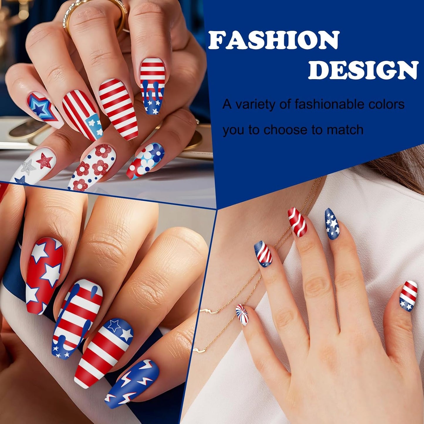 Whaline 6Pcs Patriotic Nail Plates Stamping Set USA Flag Star Stamp Templates 4th of July Nail Art Plates for Independence Day DIY Print Manicure Salon Design