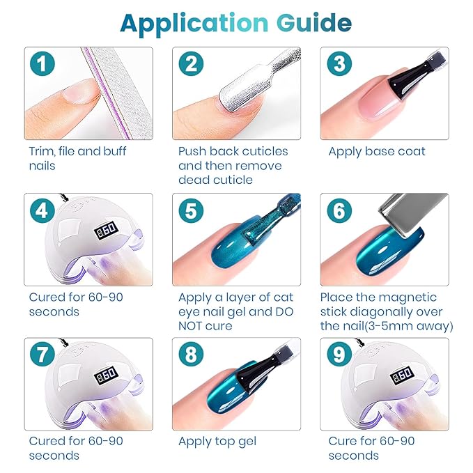 RARJSM Aurora Ceramics Glitter Glass Cat Eye Gel Nail Polish Set 6Pcs Pink Purple Brown Blue Green Shimmer Smoothie Cateye Colorful Galaxy Effect with Magnetic Stick UV LED Curing Require Home Salon