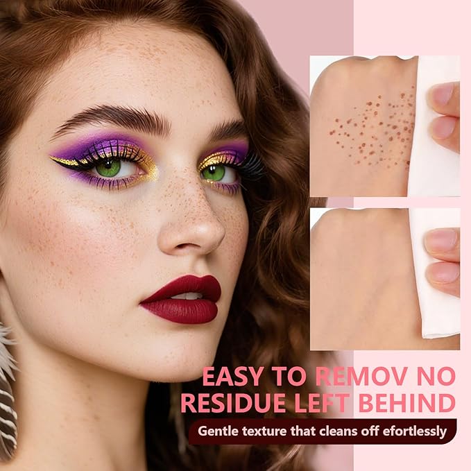 Freckle Stamp - Freckle Pen Waterproof, Long Lasting Fake Freckles, Quick Dry 5-Point Faux Freckles Stamp Cushion Stain Marker in One Press Natural and Lifelike Sunkissed Pencil Tool Makeup (#3-Dark)