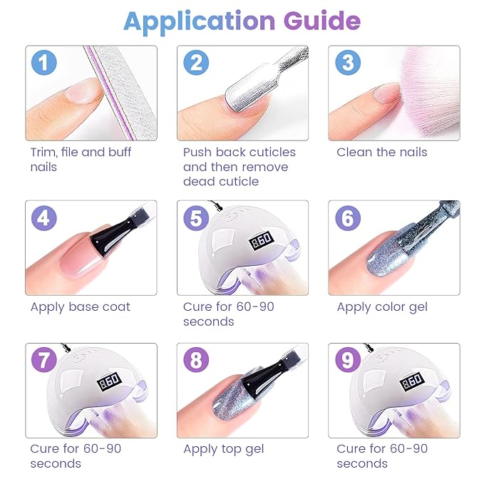 RARJSM Aurora Mermaid Cat Eye Gel Nail Polish Set 6 Colors Velvet Silver Glitter Pink Green Blue Purple Galaxy Star Shimmer Gel Polish with Magnetic Stick UV LED Curing Requires Soak Off Home Salon