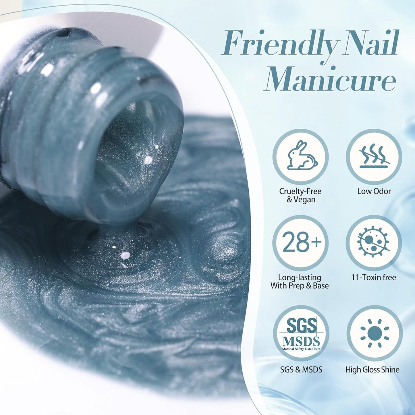 BORN PRETTY Cat Magnetic Eye Gel Nail Polish, Blue Glitter Cat Magnetic Gel Nail Polish, Crescent Bay Magnetic Nail Polish for Nail Art Manicure Salon DIY at Home 15ML