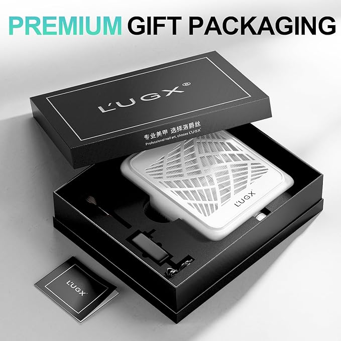 L'UGX Professional Nail Dust Collector, 650Pa Nail Vacuum Dust Collector Nail Tech Fan Extractor Powerful Suction Machine for Acrylic Nail Polishing, Perfect for Home Salon Use