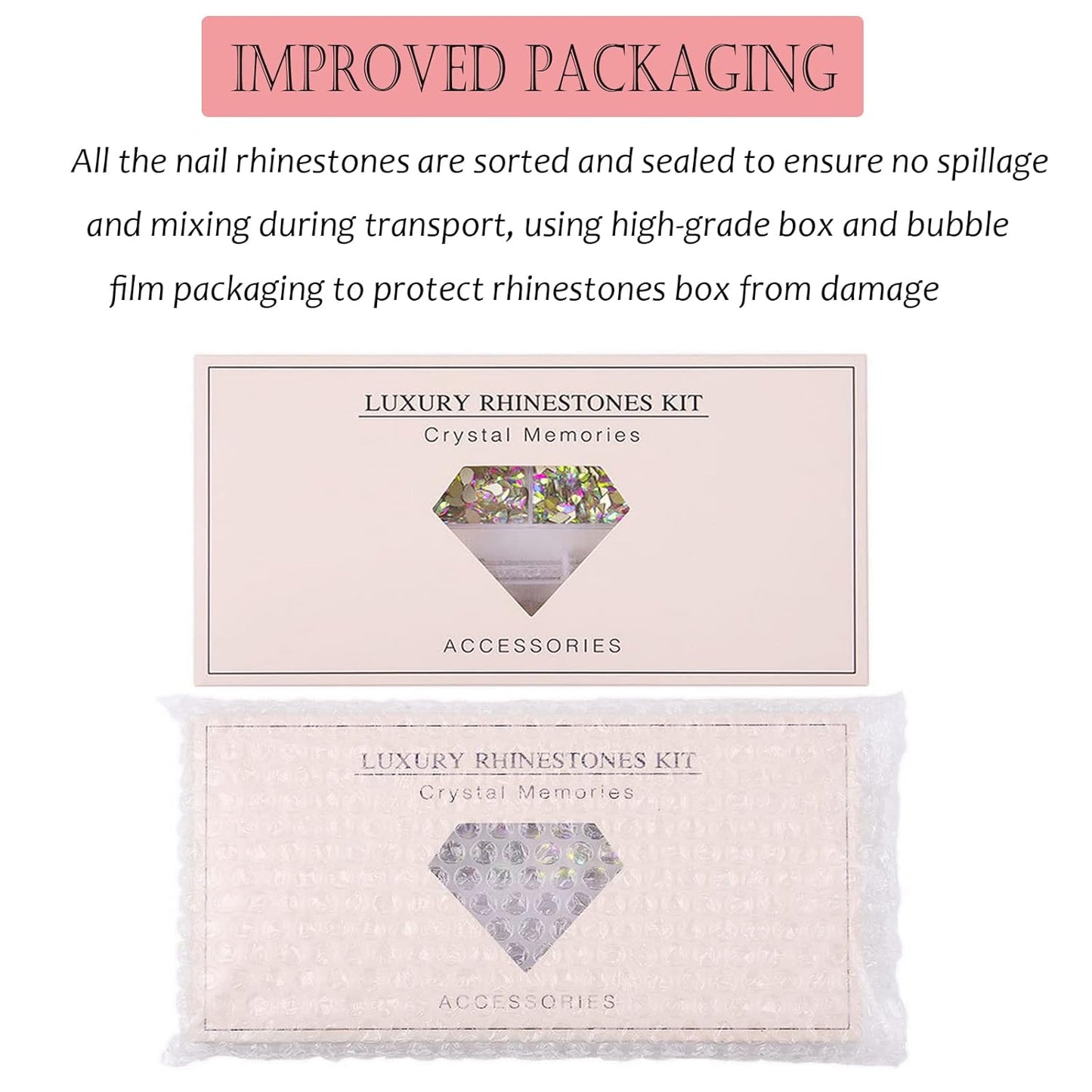 Nail Rhinestones Kit, Nail Art Decorations Flat AB Rhinestones Kit DIY Crafts Gemstones for Nail, Shoes, Clothes, Jewels (600 Blue Diamonds + 2500 Flat Rhinestone)