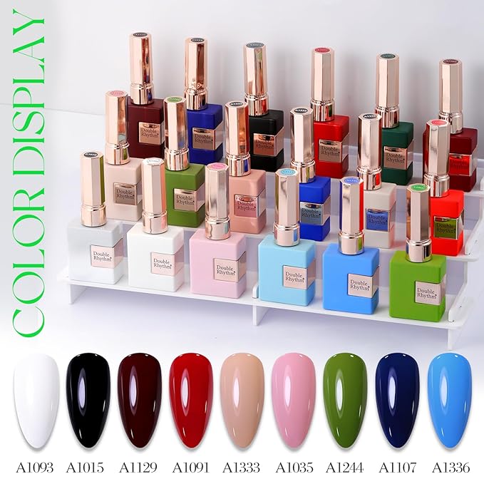 Double Rhythm Translucent Gel Polish Sheer Neutral Natural Light Milky Same Color Same Bottle 15ML Jelly UV Nail Polish Nail Art DIY at Home (Neon Glow Green-A1421)