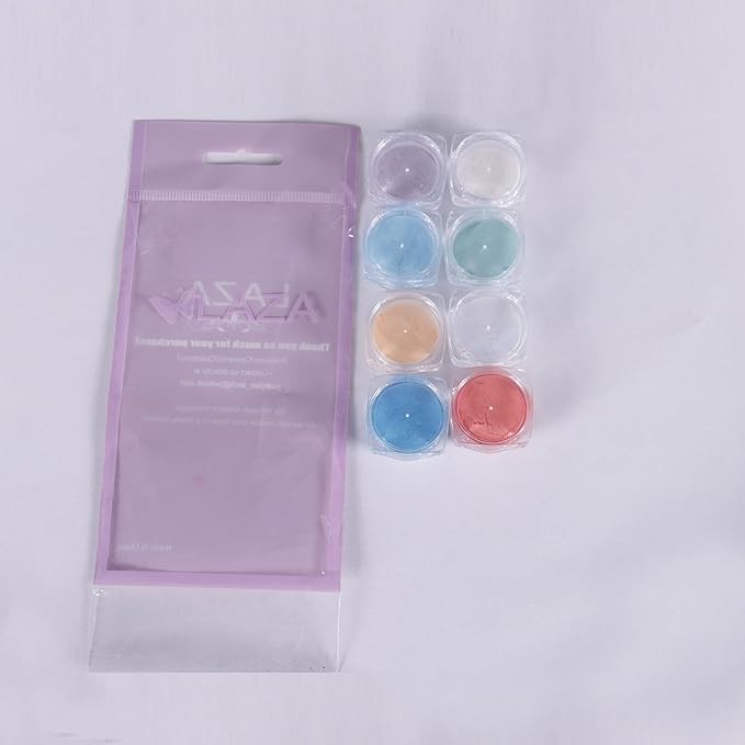 Laza Mermaid Pearl Chrome Nail Powder, 8 Colors Metallic Mirror Effect Pigment, Iridescent Aurora Nail Glitter Dust Kit for Gel Nail Art Decoration, Resin Craft, Gifts - Sweet Candy