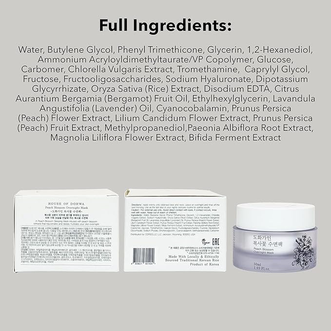 Gentle Peach Blossom Overnight Mask l Vitamin C, Rejuvenating, Hydrating l Product of Korea - 1.69 fl. Oz