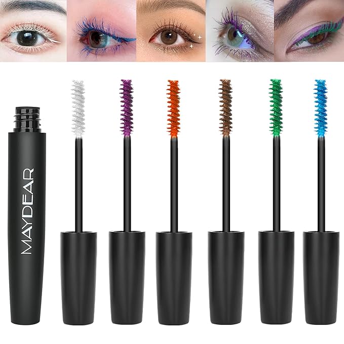 Maydear Waterproof Colored Mascara Set β Long-Lasting, Cruelty-Free, Vegan Eye Makeup for Women (6 Colors)