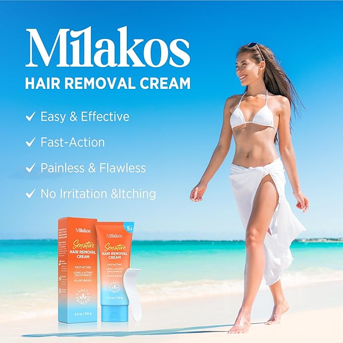 Hair Removal Cream for Women - 5-Minute Painless Depilatory for Sensitive Skin & Bikini Area - Plant-Based, No-Irritation Formula for Legs, Arms & Underarms