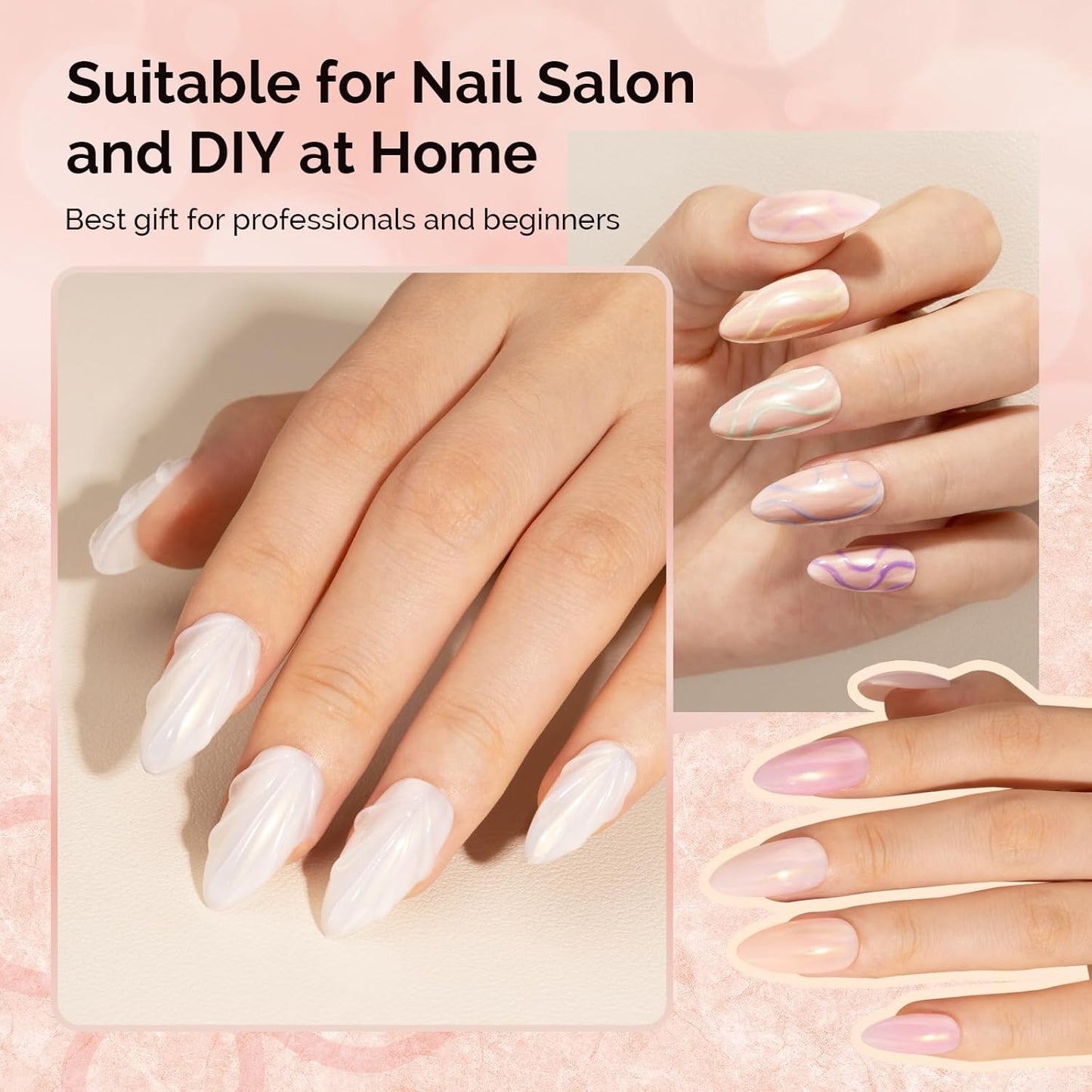 MelodySusie Gold Chrome Nail Powder for Gel Nails,Pearl Powder Mirror Effect Pigment Pearlescent Mermaid Pigment Pearl Glitter for Home DIY Salon Use