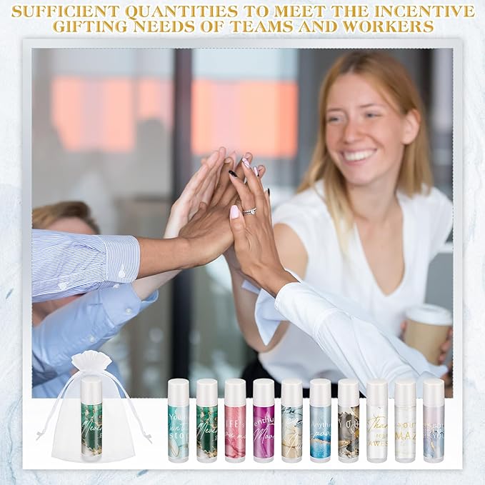 50 Sets Inspirational Lip Balm Gifts Moisturizing Lip Balm Bulk Thank You Lipstick for Guest 5 Flavors Marble Style Lip Balm with Organza Bags for Family Reunion Favor Women Stocking Gift Stuffers