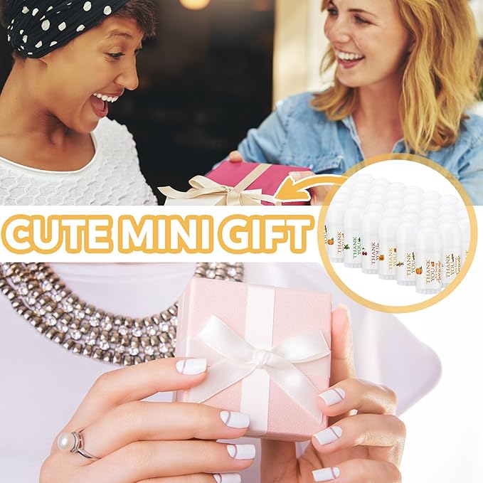 50 Pcs Thank You Gifts Mini Lip Balm Pack Lip Moisturizer Assorted Flavors Dry Lip Care Products for Teacher Baby Shower Coworkers Friend