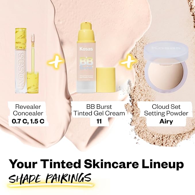 Kosas BB Burst Tinted Face Gel Cream - Supports Healthy Collagen, Smoothes Skin, Hydrates & Moisturizes - Lightweight Buildable Coverage - Very Light Cool 11, (1 Oz/30 ML)