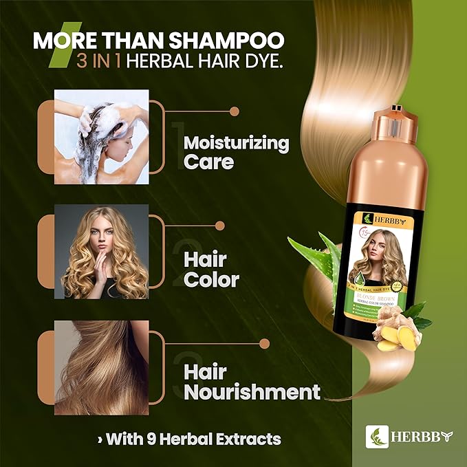 Hair Color Shampoo for Gray Hair Coverage&Color Transform with 9 Herbal Extracts –Long Lasting(6-8 Weeks),Shiny,Evenly Colored,Instant Hair Dye Shampoo&Conditioner, 500 Ml (BLONDE BROWN COLOR)