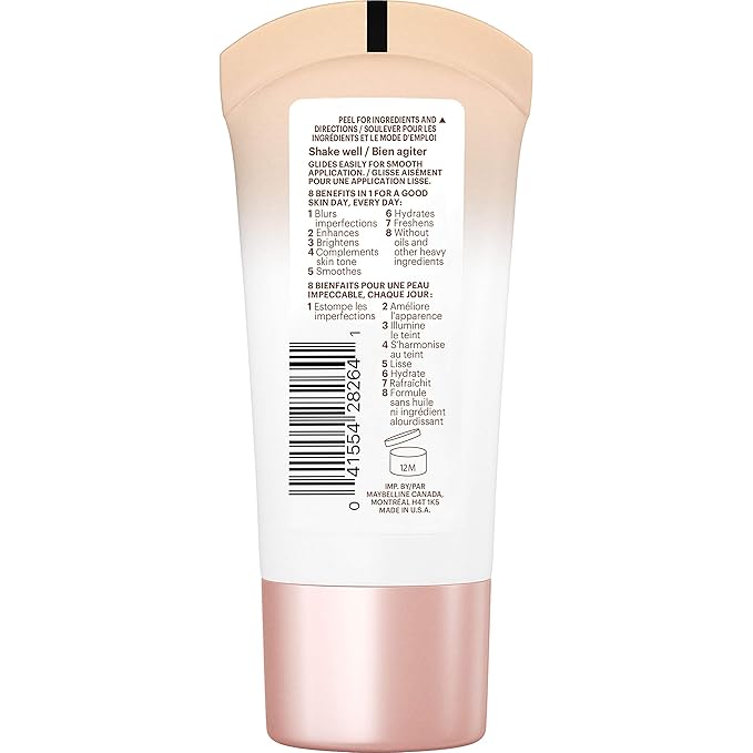 Maybelline Dream Fresh Skin Hydrating BB cream, 8-in-1 Skin Perfecting Beauty Balm with Broad Spectrum SPF 30, Sheer Tint Coverage, Oil-Free, Medium, 1 Fl Oz