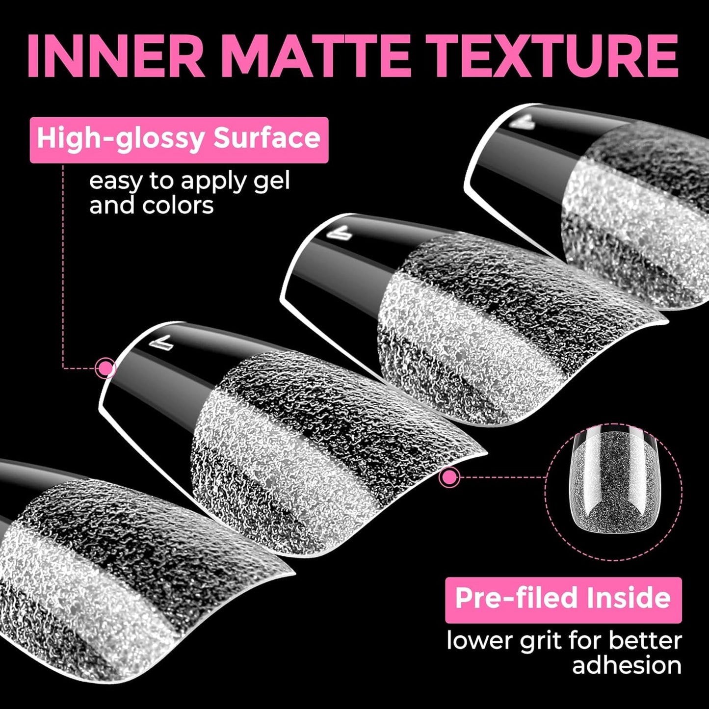 UNA GELLA Gel Nail Tips Coffin Short: 330PCS Pre-Etched Clear Coffin Acrylic Nail Tips Stronger for Press On Nails Salon, 15 Sizes Nail Extensions