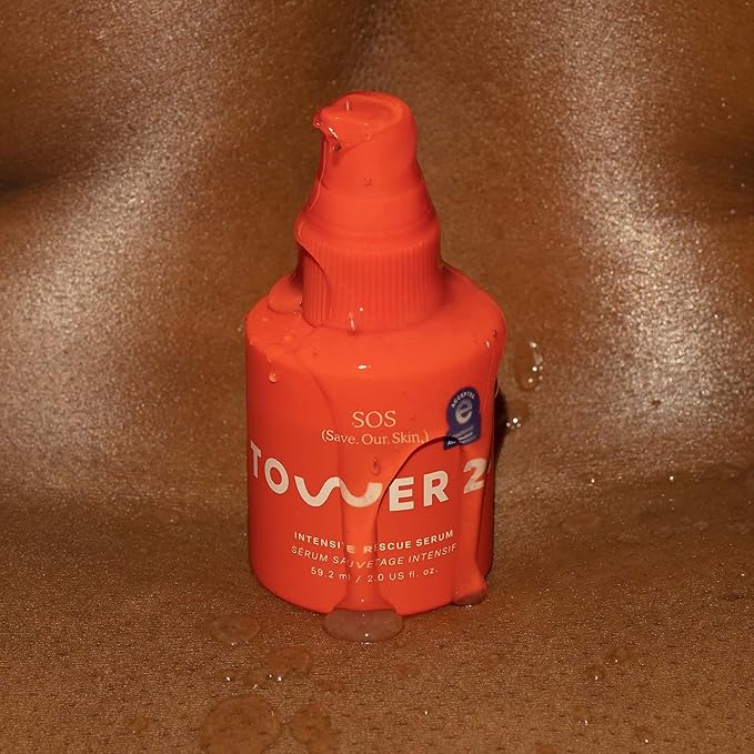 Tower 28 SOS Intensive Rescue Serum for Sensitive Skin, Hypochlorous Acid Skin Care, Helps Reduce Face Redness, Safe for All Skin Types, 2 FL Oz