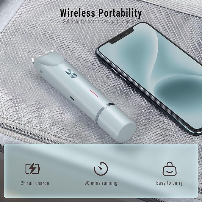 2-in-1 Bikini Trimmer and Shaver Kit for Women, Electric Body Hair Trimmer Facial Hair Removal Cordless Bikini Shaver Razor for Face Lip Chin Pubic Underarm Legs, Blue