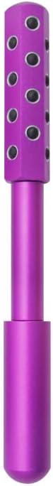 24-Stone Facial Roller - Cooling Face & Neck Massager Tool for Skin Rejuvenation | 360° Contouring with Germanium Stones & Aircraft Aluminum | Portable 7.6" Beauty Roller - Purple