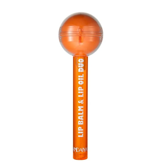 Tinted Lip Balm Lollipop Lip Gloss, Magic pH Color Changing Pink Lipstick & Vitamin E Clear Lip Oil Combo, Hydrating Plumping Lip Care Product for Girls (Orange)