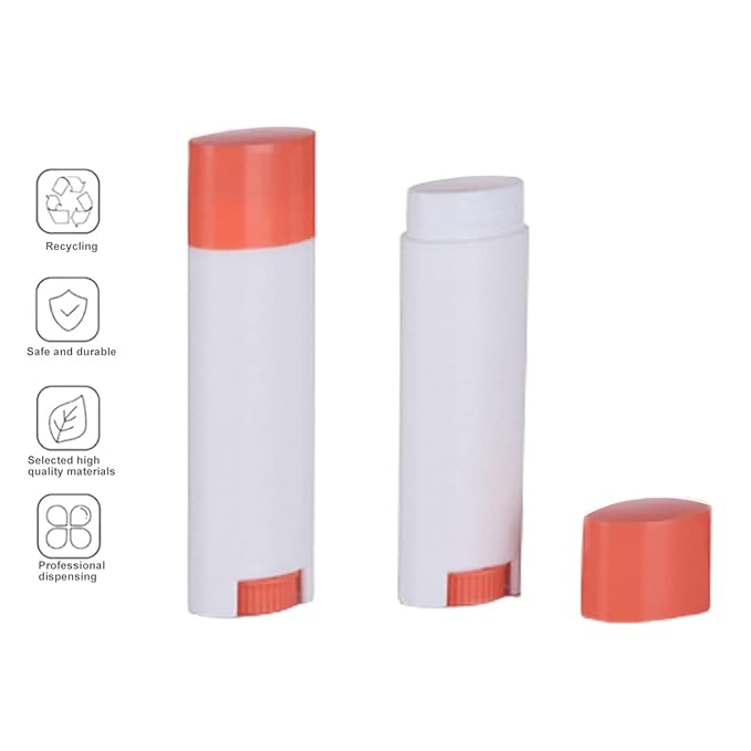 5ml 50Pcs Empty Oval Deodorant Lip balm Tubes Containers Twist-up Refillable Containers for Lipstick,Chapstick,Homemade Lip balm,DIY Deodorants(Pink White)