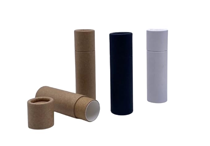 GreenWay 0.3oz / 8.5g Kraft Paperboard Lip Balm Tubes with Lids - 25 Pack Lip Gloss Tubes Refillable DIY Cosmetic Containers - Lip Balm Containers Chapstick Tubes Empty Holder Tubes - White
