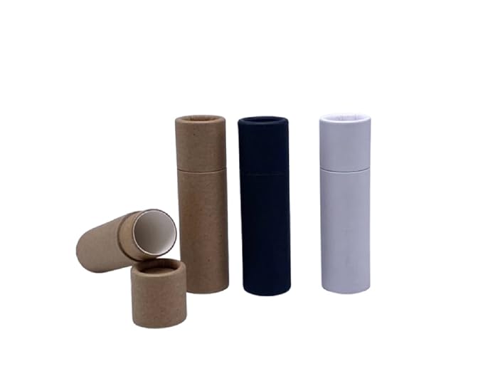 GreenWay 0.3oz / 8.5g Kraft Paperboard Lip Balm Tubes with Lids - 25 Pack Lip Gloss Tubes Refillable DIY Cosmetic Containers - Lip Balm Containers Chapstick Tubes Empty Holder Tubes - White