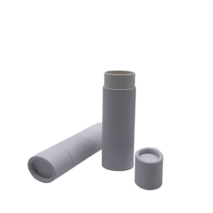 GreenWay 0.5oz / 15g Kraft Paperboard Lip Balm Tubes with Lids - 12 Pack Lip Gloss Tubes Refillable DIY Cosmetic Containers – Oval Shaped Lip Balm Containers Empty Holder Tubes - White