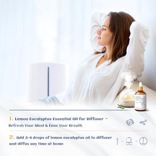 HIQILI Lemon Eucalyptus Oil, for Spary, Diffuser, Indoors, Outdoors, Garden, Yard, 100% Pure Natural - 1.01 Fl Oz