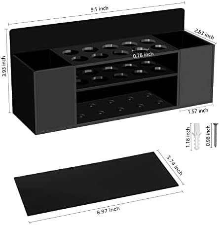 HBlife 2 Pcs Acrylic Magnetic Dry Erase Marker Holder for Whiteboard, Wall Mount 10 Slots Magnet Pen Pencil Holder for Fridge Refrigerator, Locker Organizer Accessories for Classroom Office, Black