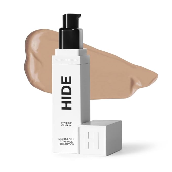 HIDE PREMIUM Liquid Foundation, Multi-Use Waterproof Foundation, Medium/Full Coverage Foundation, Shades for All Skin Types (See Shade Finder), Natural Beige, 1 fl oz
