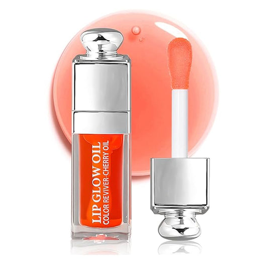 Hydrating Lip Glow Oil, Moisturizing Plumper Lip Gloss, Transparent Plumping Balm, Tinted Balm Care 0.2 OZ - 004 CORAL