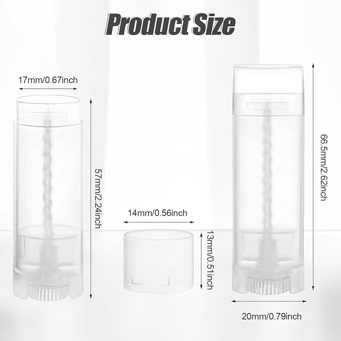 40 PCS 4.5g Oval Lip Balm Tubes Plastic Twist-up Filling Stick Refillable Lipstick Tube Containers for Chapstick Homemade Lip Balm DIY Deodorants Crayon (Clear)